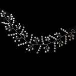 Accesoriu modern pentru decor par WED45KK Argintiu cu cristale si perle de 35cm Accesoriu modern pentru decor par WED45KK Argintiu cu cristale si perle de 35cm
